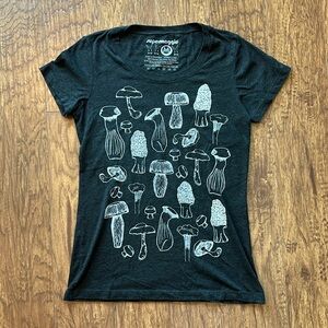 Dark gray heather T-Shirt with Mushrooms by Supermaggie